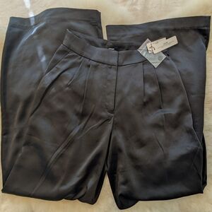 Elegant Express Black Pleated Satin Trouser Pants 4